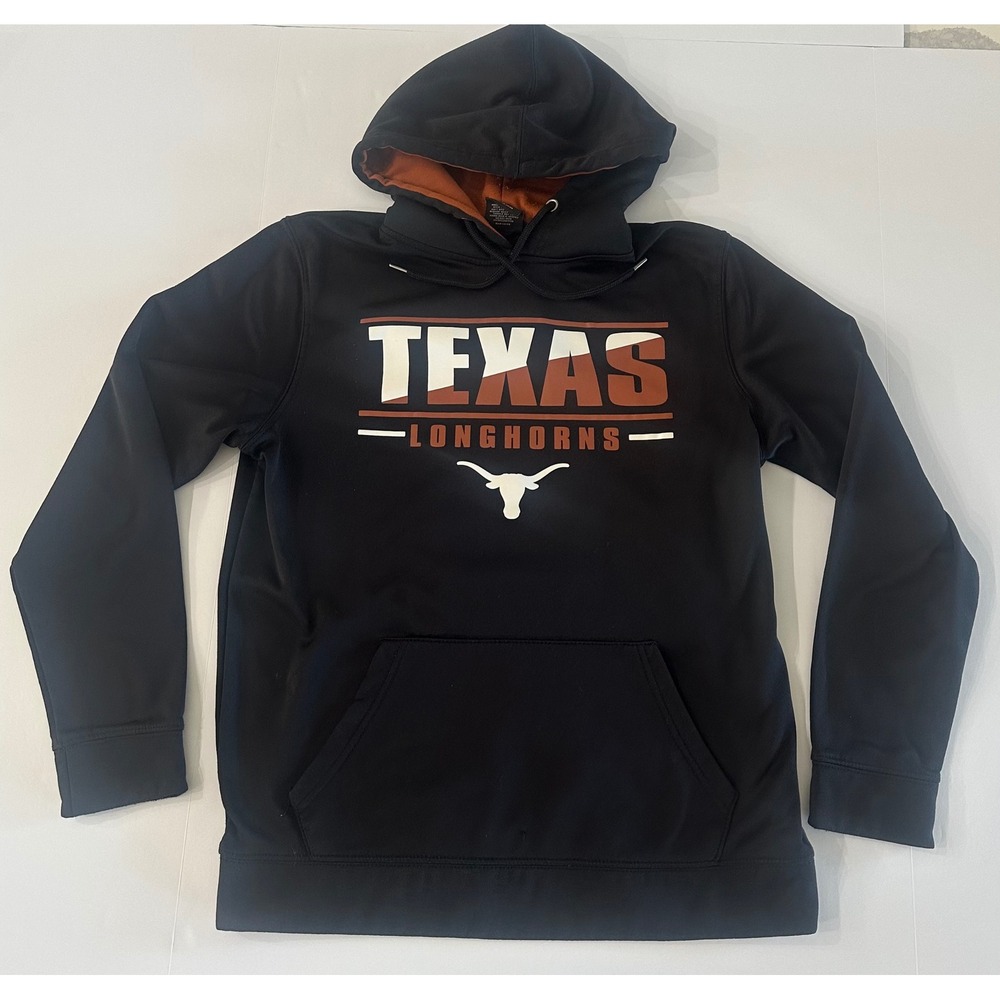 Colosseum Texas Longhorns Hoodie Mens Large Black Burnt Orange Pullover NCAA
